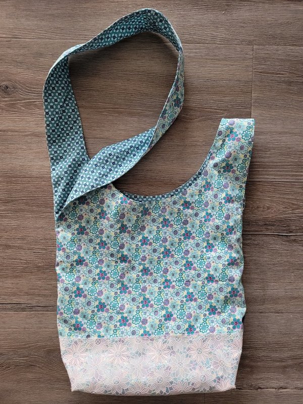 Japanische Knotentasche Schultertasche Handarbeit Baumwolle PVC Wendetasche