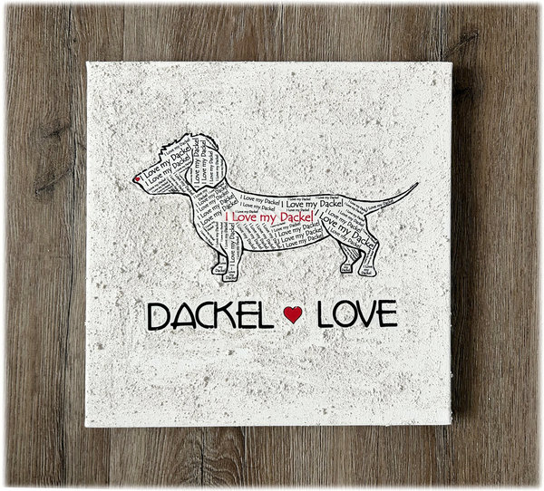 Dackel Leinwandbild ,,I Love my Dackel,, 20x20   +    30x30